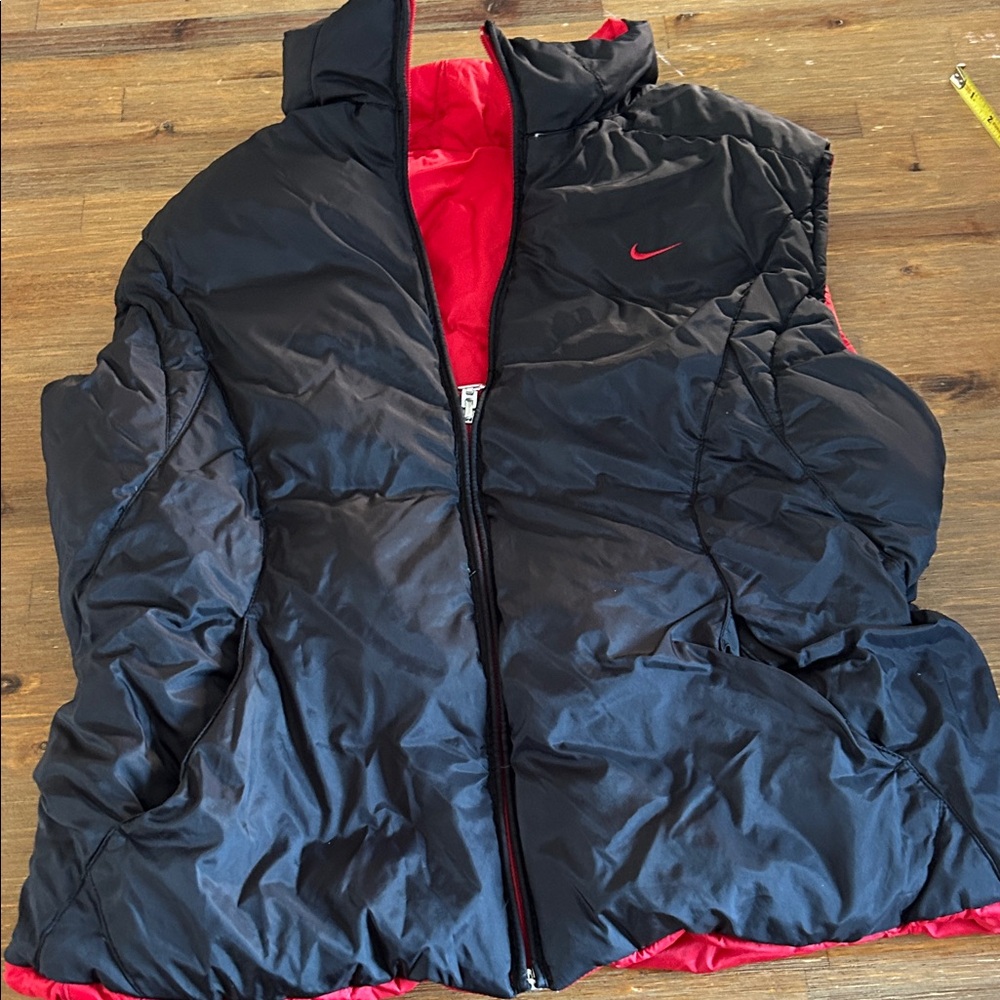 Nike Black and Red Quilted Vest reversible